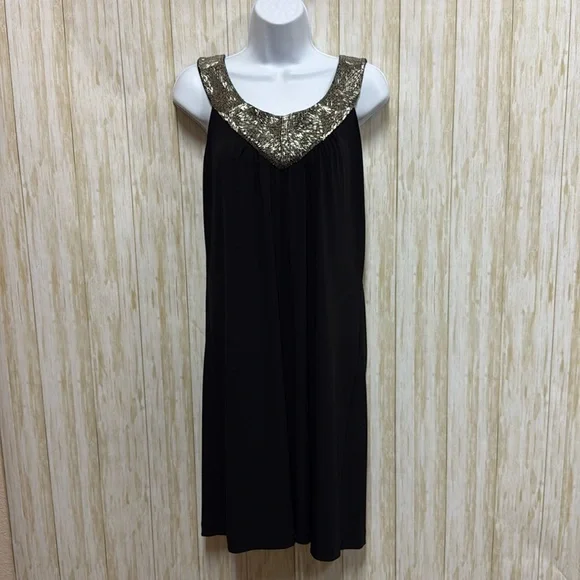 Calvin Klein | Dresses | Calvin Klein Black Dress With Gold Accents |  Poshmark